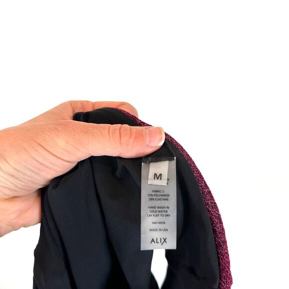 Alix NYC Alton High Waist Cheeky Bikini Bottom in Magenta Glitter Women's Medium - Picture 5 of 7